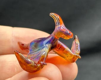 Handmade Glass Pterodactyl Figurine | Cosmic Glass Miniature Dinosaur