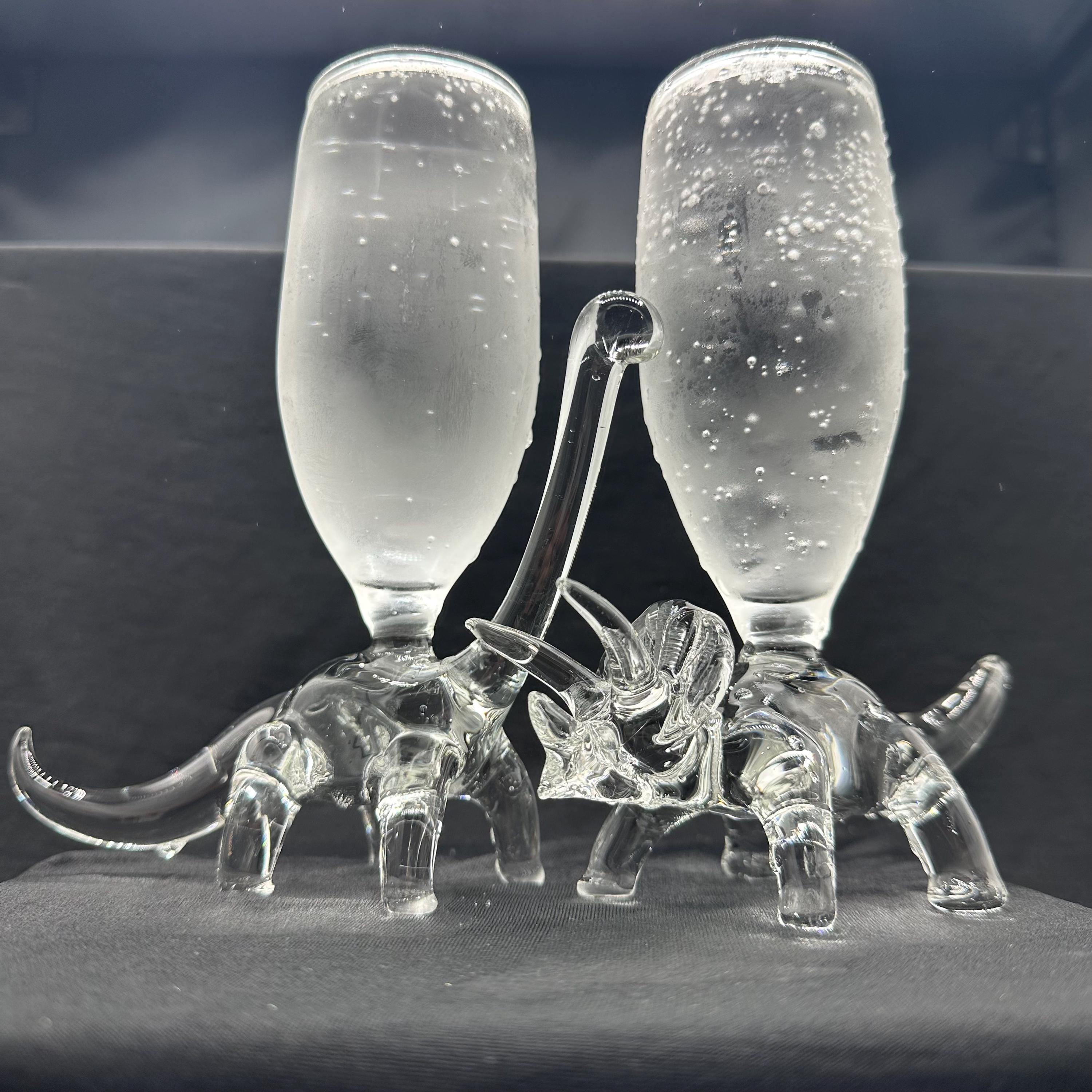 Dinosaur Champagne Glass! Handblown Art Glass - Etsy