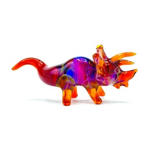 Glass Triceratops! | Cosmic Glass Mini Dinosaur | Handmade Glass Figurine
