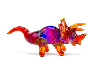 Glass Triceratops! | Cosmic Glass Mini Dinosaur | Handmade Glass Figurine