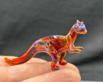 Handmade Glass Pachycephalosaurus Figurine | Cosmic Glass Miniature Dinosaur