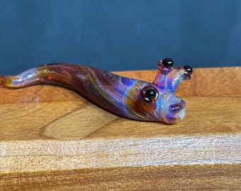 Glass Slug! Three Eye Cosmic Swirl Creature - Handmade glass art