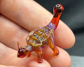 Handmade Glass Ankylosaurus Figurine | Cosmic Glass Miniature Dinosaur