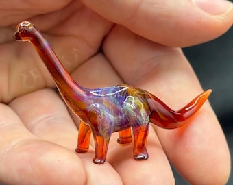 Handmade Glass Brachiosaurus Figurine | Cosmic Glass Miniature Dinosaur