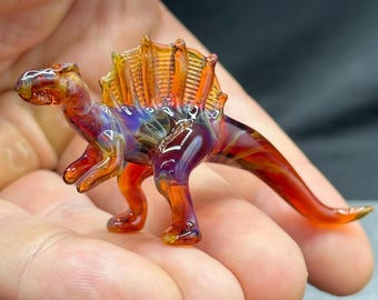 Handmade Glass Spinosaurus Figurine | Cosmic Glass Miniature Dinosaur