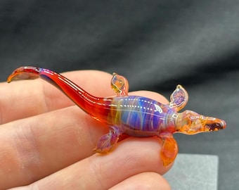 Handmade Glass Mosasaurus Figurine | Cosmic Glass Miniature Dinosaur
