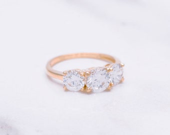 14k Yellow Gold 1.56 ct. T.W. Created Diamond Engagement Ring Three Stone Band