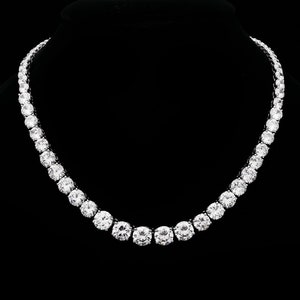 Created Diamond Graduated Tennis Necklace Chain 45.00tcw 925 Solid Sterling Silver