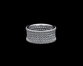 4.00TCW Round Created Diamond Ring 925 Sterling Silver 9mm Band 6-Channel Setting