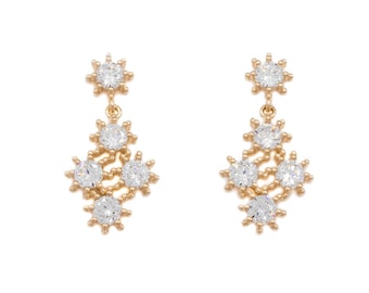1.10ct Constellation Designer Style Earrings Round cut Created Diamond Studs 14k Yellow or White Gold