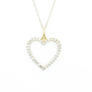 Open Heart Love Pendant 14k Yellow Gold 0.50ct Round Cut Created Diamond