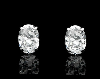 Oval cut Created Diamond 0.42-1.52 ct. T.W. Stud Earrings Solitaire 14k Gold, Push-back