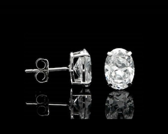 Oval cut Created Diamond 0.86 ct. T.W. 14k Gold Stud Earrings Solitaire, Push-back