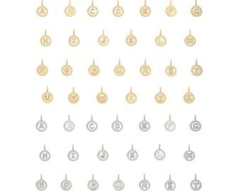 0.25tcw Initial Letter Halo A-Z Pendant 14K Solid Gold 13mm Charm Created Diamond