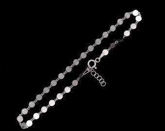 4mm Round Disk Beaded Anklet Yellow/Rose Gold Tone Real 925 Sterling Silver