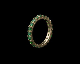 2.50ct Created Emerald / Sapphire / Ruby Round Cut Eternity Wedding Band Ring Solid 14K Yellow Gold / 14k Rose gold / 14k White gold