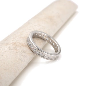 3.00 TCW Princess made Diamanten Eternity Channel Ring 925 Sterling Silber