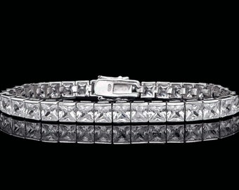 Tennis Bracelet 5mm 25.00TCW Princess Cut Created Diamond 925 Sterling Silver