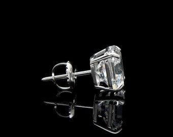 14k Gold 1.42 -6.00 ct. T.W. Asscher Cut Created Diamond Stud Earrings Solitaire, Screw-back SINGLE EARRING