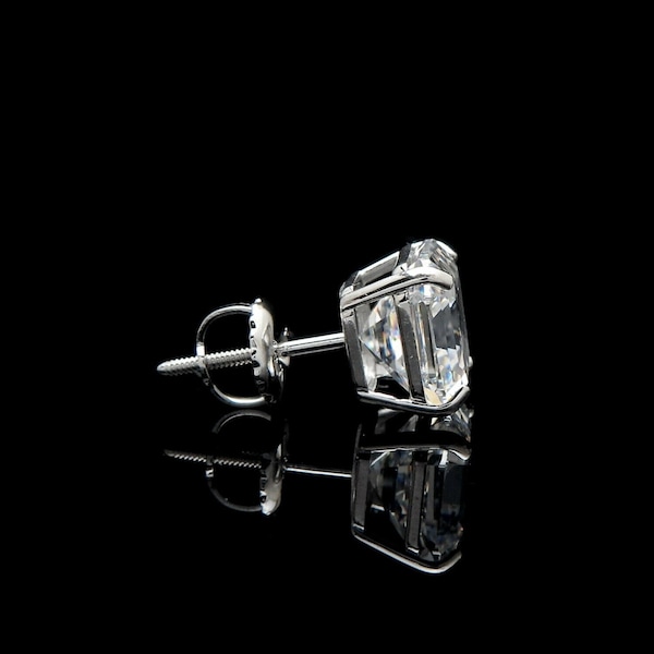 14k Gold 1.42 -6.00 ct. T.W. Asscher Cut Created Diamond Stud Earrings Solitaire, Screw-back SINGLE EARRING