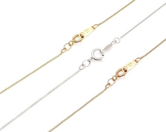14K Box Chain Solid Yellow White Rose Gold Square Necklace for Pendant 13"-22"