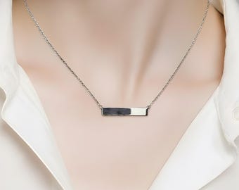 Bar 16" Pendant with Chain, extended to 18" Necklace 925 Sterling Silver