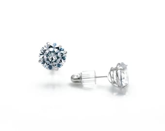 14k White Gold 0.06-4.08 ct. T.W. Round-cut Created Diamond Solitaire Earrings, Mini Screw-back