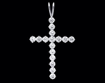 0.80CT Round Cut Created Diamond Cross Pendant 14K Yellow Gold Charm Brilliant VVS1