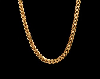 Franco Chain Real 14k Yellow Gold Square Hollow Box Necklace 3mm Thick