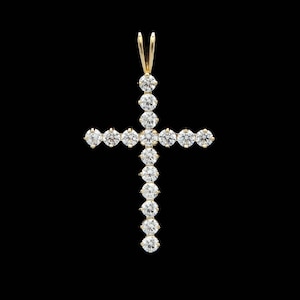 0.80CT Round Cut Created Diamond Cross Pendant 14K Yellow Gold Charm Brilliant VVS1