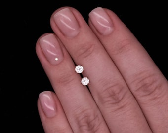 14k White Gold 1.00 ct. T.W.  Round-cut Created Diamond Stud Earrings Solitaire, Push-back
