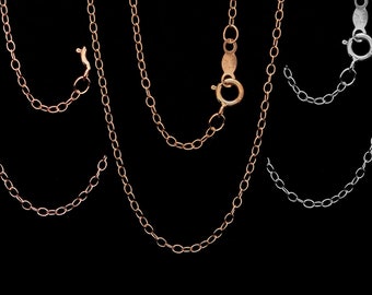 14K Oval Cable Chain Solid Yellow White Rose Gold Link Chain Necklace for Pendant / Charm (13"-22")