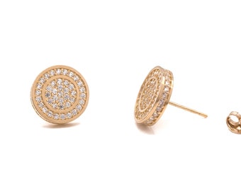 0.82 ct Pave Circle with Channel Setting Earrings Designer Style Created Diamond Studs 14k Yellow or White Gold