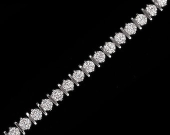 Tennis Bracelet Bar Journey Style 3mm / 4mm / 5mm 3.42-9.50TCW Round Cut Created Diamond 925 Sterling Silver