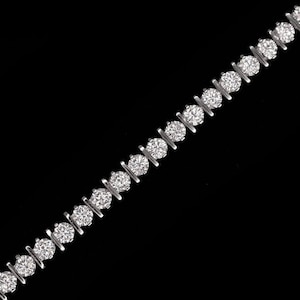 Tennis Bracelet Bar Journey Style 3mm / 4mm / 5mm 3.42-9.50TCW Round Cut Created Diamond 925 Sterling Silver