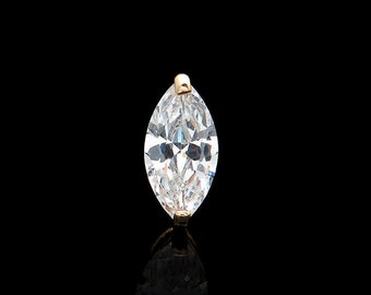0.50ct Marquise Cut Solitaire Earring Studs Real 14K Yellow or White Gold Heavy Basket_SINGLE EARRING
