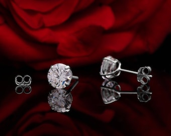 14k White Gold 2.50 ct. T.W.  Round-cut Created Diamond Stud Earrings Solitaire, Push-back