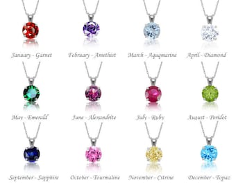 0.25CT-3.00CT Brilliant Round Created Diamond / Gemstone Pendant Solitaire 14K White Gold Charm VVS1