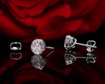 14k White Gold 1.00 ct. T.W.  Round-cut Created Diamond Stud Earrings Solitaire, Screw-back