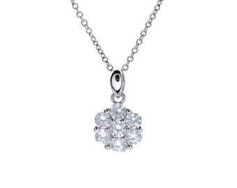 3/4CT Brilliant Created Diamond Cluster Pendant 14k Yellow / White / Rose Gold Flower Charm