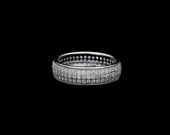 1.50TCW Round Created Diamond Ring 925 Sterling Silver 3-Channel Eternity Band