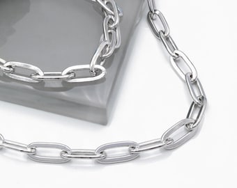 Paperclip Link Chain Necklace 2.5mm, 3mm, 4mm, 5.5mm Thick Links Sterling Silver 925, gift for her, gift for him, minimalist