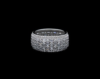 5.50TCW Baguette Round Created Diamond Ring 925 Sterling Silver 9mm Band