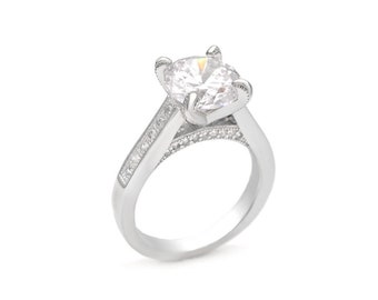 2.75TCW Round Created Diamond Solitaire Ring 925 Sterling Silver Engagement Band