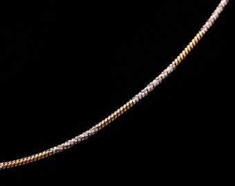 925 Sterling Silver Round Box Chain Solid Two-Tone Gold Diamond Cut 16"-24"