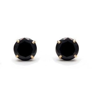 14k żółte złoto 0,22-4,08 ct.T.W. Czarne okrągłe kolczyki z brylantami, typu push-back, dla kobiet, dla mężczyzn