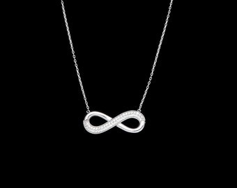 0.75ct Created Diamond Infinity Pendant 925 Sterling Silver Cable Necklace 18"