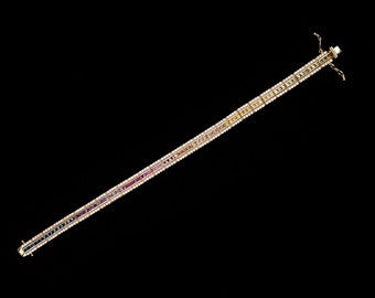 テニスブレスレット 6.5 mm 12.00TCW プリンセスカット マルチカラー
