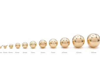 14k Solid Yellow White Rose Gold 2mm-14mm Ball Stud Earrings, Screw-back