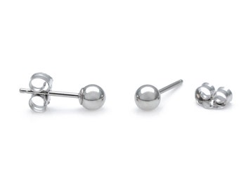 14K Solid Yellow / White / Rose Gold 3mm-10mm Ball Earrings, Push-back